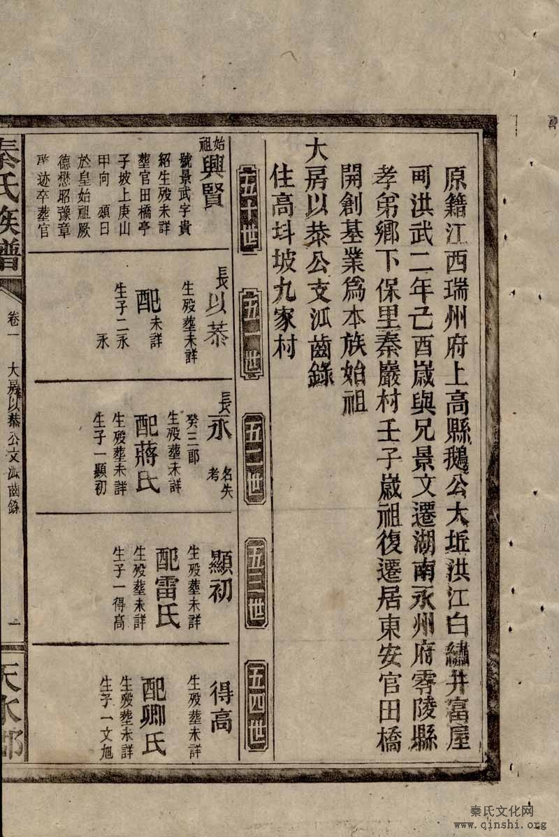 湖南省永州市东安县官田桥秦氏族谱